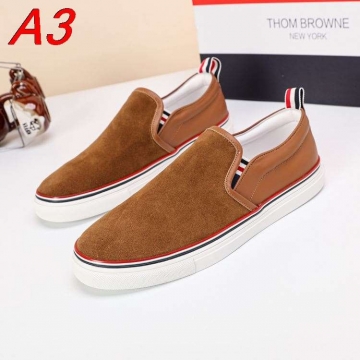 2026年夏新作【Thom Browne】スリッポン レザー×スエード 4バーストライプ Black×トリコロール カジュアル 