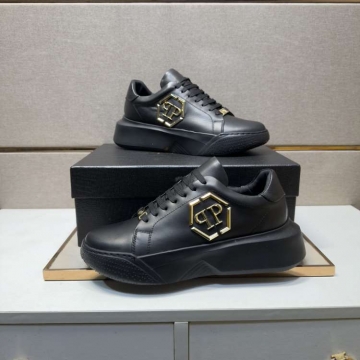 2026発売中！【Philipp Plein】チャンキースニーカー レザー スタッズPP标识 Black ストリート 