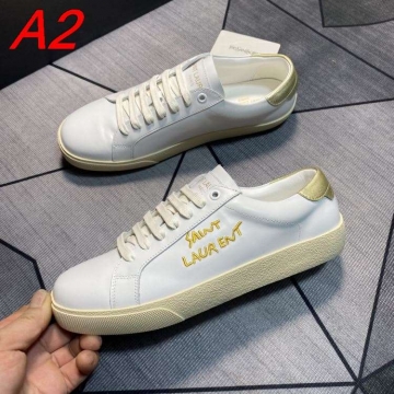 2026発売中！【Saint Laurent】スニーカーレザー 赤SAINT LAURENT刺繍 白×赤 カジュアル 
