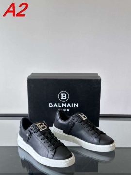 2026新作登場！【Balmain】ローカットスニーカー レザー モノグラム BLACK×WHITE パーティー 