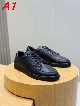 2026入荷【Christian Louboutin】スニーカー レザー 荔枝紋様×五金装飾  ブラック×シルバー カジュアル 