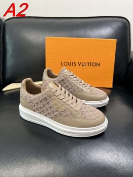 2026新作登場！【Louis Vuitton】スニーカー モノグラムキャンバス×レザー V字装飾 ネイビー×ホワイト ストリート 