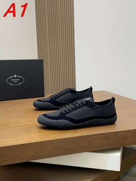 2026年夏新作【Prada】スニーカー スエード×レザー 藏青橡胶底 ネイビー カジュアル 
