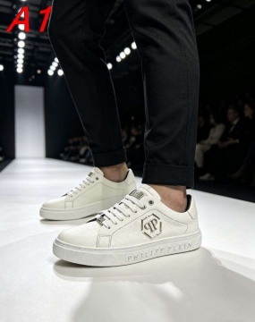 2026入荷しました【Philipp Plein】スニーカー レザー 荔枝纹レザー ホワイト カジュアル 