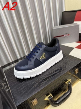 2026入荷【Prada】チャンキースニーカー レザー 金色三角标 Black カジュアル 