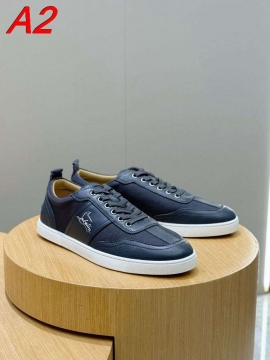2026入荷しました【Christian Louboutin】スニーカー ファブリック×レザー 拼接縫製  ブラック×白 ストリート 