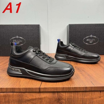 2026新作登場！【Prada】スニーカー レザー 拼接デザイン ホワイトループ Black カジュアル 