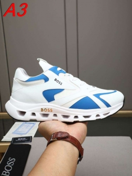 2026発売【BOSS】ローカットスニーカー レザー ロゴポイント ネイビー×WHITE ストリート 