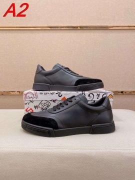 2026新作【Dolce & Gabbana】スニーカー レザー DG柄 ホワイト×ブラック カジュアル 