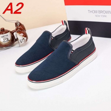 2026年夏新作【Thom Browne】スリッポン レザー×スエード 4バーストライプ Black×トリコロール カジュアル 