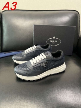 2026新作【Prada】スニーカー メッシュ×レザー 三角银标 Black カジュアル 