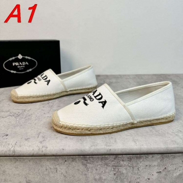 2026発売【Prada】エスパドリーユ キャンバス 编织パターン  White リゾート 