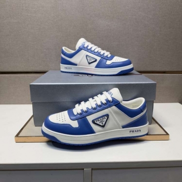 2026発売中！【Prada】スニーカー レザー 青拼接 Blue× White カジュアル 