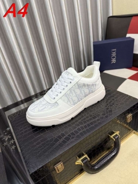 2026入荷しました【Dior】スニーカー レザー×モノグラム柄 白底 ブラック×ホワイト カジュアル 
