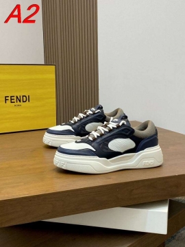 2026発売【Fendi】スニーカー レザー FF柄×迷彩 白底 ホワイト×布朗 カジュアル 