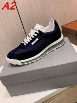 2026発売中！【Thom Browne】スニーカー レザー キルティング纹様 Black×トリコロール カジュアル 