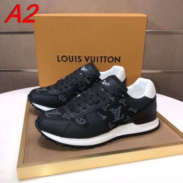 2026年夏新作【Louis Vuitton】スニーカー デニム×レザー モノグラム ネイビー×ホワイト ストリート 