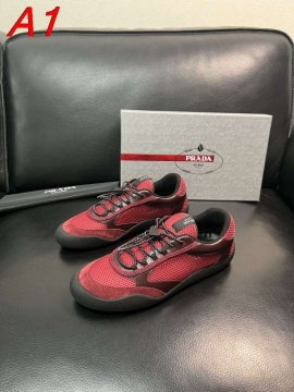 2026発売中！【Prada】スニーカー メッシュ スエード拼接 ワイン ストリート 