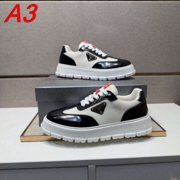 2026入荷【Prada】チャンキースニーカー ファブリック×レザー トライアングルロゴ Black ストリート 