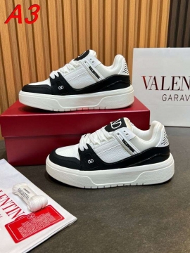 2026新作【Valentino】スニーカーレザー Brand Logo 放射ライン プラットフォーム 白×オレンジ カジュアル 