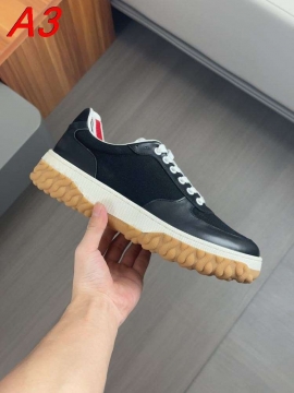 2026新作【Thom Browne】スニーカー スエード×キャンバス 拼色デザイン Black×グレー カジュアル 