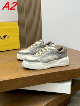 2026新作【Fendi】チャンキースニーカー レザー FF柄 白底 ホワイト×イエロー カジュアル 