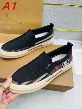 2026新作登場！【Burberry】スニーカー キャンバス×レザー クラシック格子柄 黒×ベージュ×赤 カジュアル 