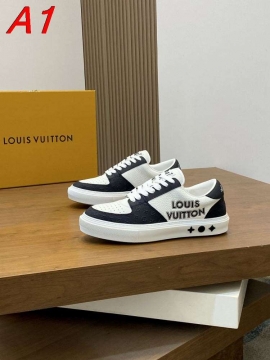 2026新作【Louis Vuitton】スニーカーレザー×クロス モノグラム VUITTON装饰 藏ブルー×ホワイト カジュアル 