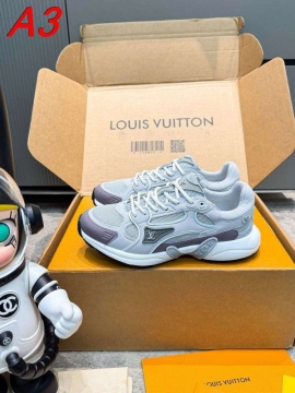 2026入荷【Louis Vuitton】チャンキースニーカー レザー×メッシュ カラーブロック グレー×ピンク ストリート 