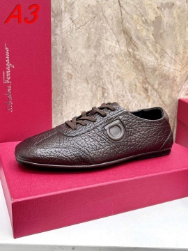 2026新作発表【Ferragamo】カジュアルシューズ レザー 荔枝紋 ×  黑  D字装饰 カジュアル FERR-
