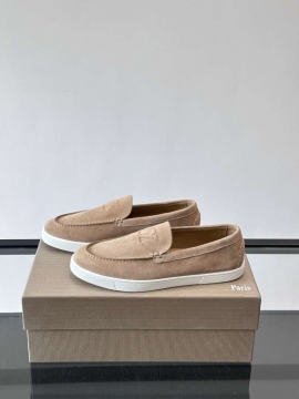 2026年夏新作【Christian Louboutin】ローファー スエード H字标识×明線 ベージュ×ブラウン フォーマル 