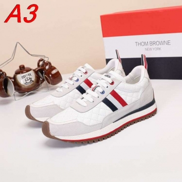 2026入荷しました【Thom Browne】スニーカー レザー×スエード キルティング 黑白×トリコロール カジュアル 