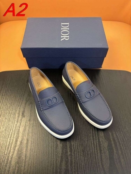 2026入荷【Dior】ローファー レザー(荔枝纹) DD-logo  블랙×ホワイト ビジネス 