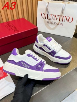 2026新作【Valentino】スニーカーレザー 双V Logo プラットフォーム 白×オレンジ カジュアル 