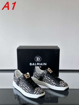 2026新作登場！【Balmain】ローカットスニーカー レザー モノグラム BLACK×WHITE パーティー 