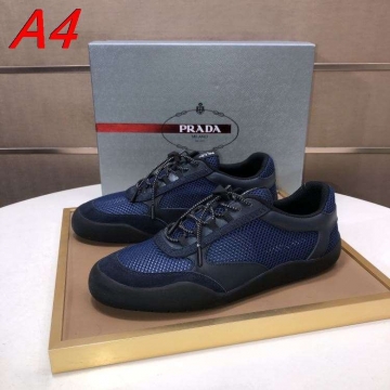 2026発売中！【Prada】スニーカー スエード×网眼 PRADA标识 Black カジュアル 