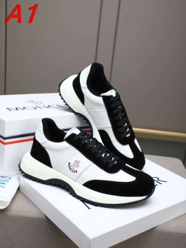 2026新作【Moncler】スニーカークロス×スエード 山峰ロゴ 赤白配色 トリコロール装饰 ホワイト×:black ストリート 
