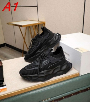 2026新作登場！【BOSS】チャンキースニーカー メッシュ×レザー 针织袜套 BLACK ストリート 