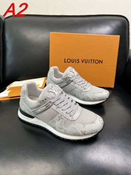 2026入荷【Louis Vuitton】スニーカーメッシュ×レザー モノグラム VUITTON装饰 グレー×ホワイト ストリート 