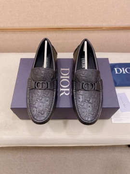 2026新作【Dior】ローファー レザー(压纹) CD-logo ブラック ビジネス 