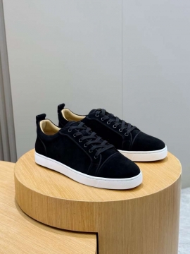 2026新作【Christian Louboutin】スニーカー スエード シンプル 厚底  ブラック×ホワイト ストリート 
