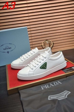 2026年夏新作【Prada】スニーカー レザー 青い三角标识  White カジュアル 