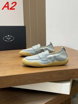 2026年夏新作【Prada】ローファー レザー 币形バー グレー カジュアル 