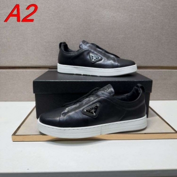 2026新作発表【Prada】スリッポン レザー エラスティック 带 ホワイト カジュアル 