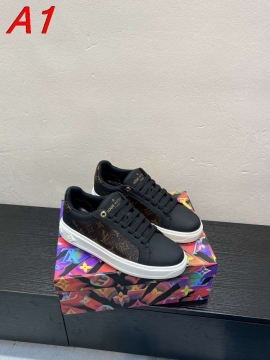 2026発売中！【Louis Vuitton】スニーカーレザー×キャンバス モノグラム ロゴ :black ストリート 