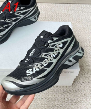 2026新作【MM6×Salomon】スニーカーメッシュ×レザー ACS构造 MM6 Logo X1装饰 :black アウトドア 