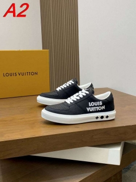 2026新作【Louis Vuitton】スニーカーレザー×クロス モノグラム VUITTON装饰 藏ブルー×ホワイト カジュアル 