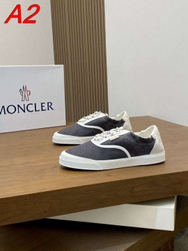 2026年夏新作【Moncler】スニーカーファブリック×レザー 抽绳装饰 山峰ロゴ ネイビー×ホワイト カジュアル 