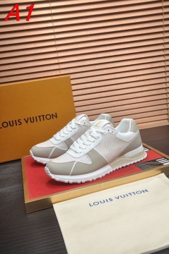 2026発売中！【Louis Vuitton】スニーカーレザー×キャンバス ロゴ グレー×ホワイト カジュアル 