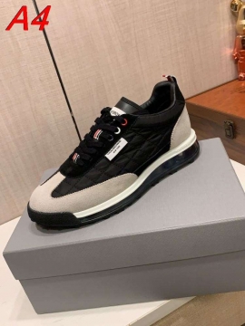 2026発売中！【Thom Browne】スニーカー レザー キルティング纹様 Black×トリコロール カジュアル 